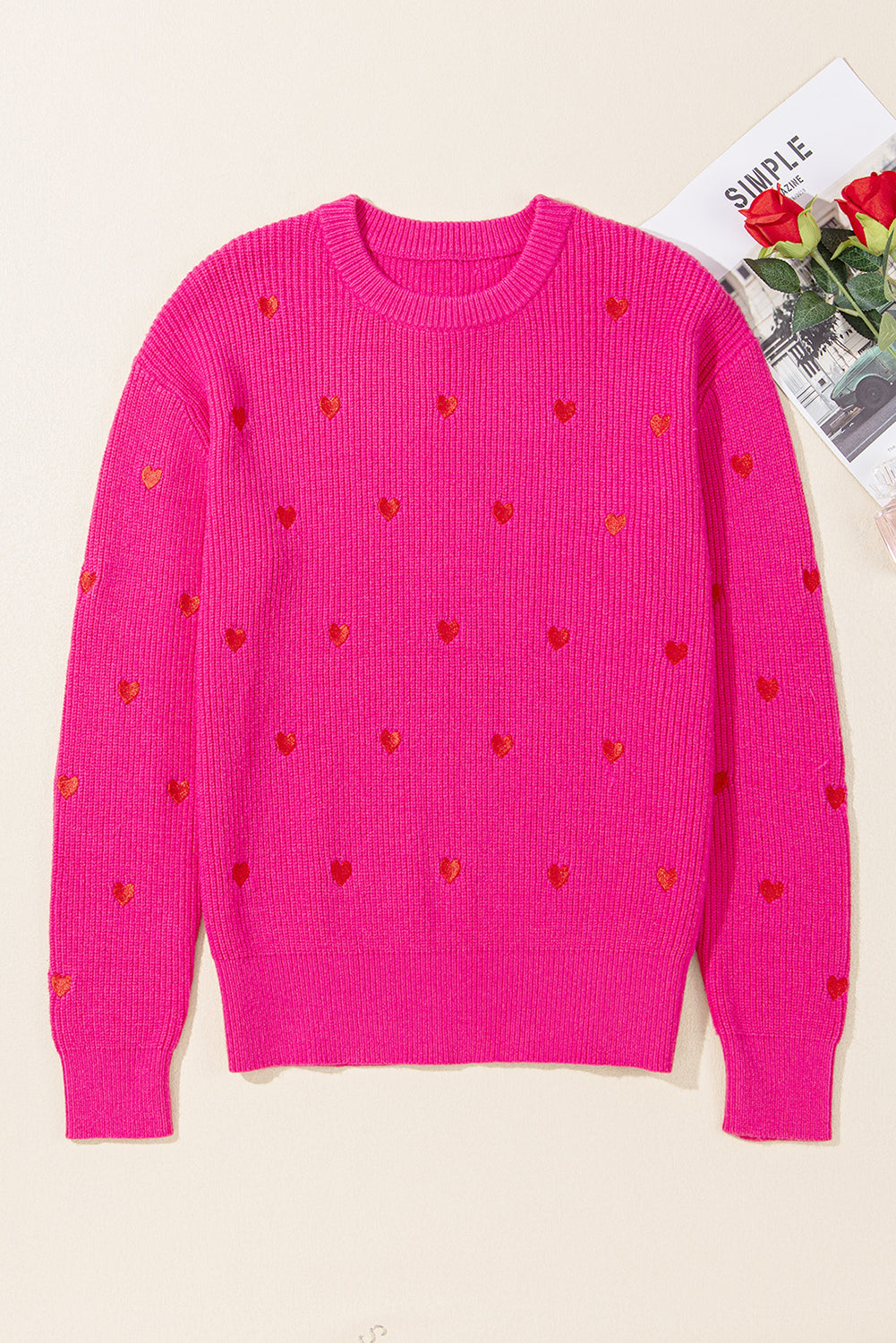 Hot Pink Mini Heart Sweater (ships 1-2 weeks)