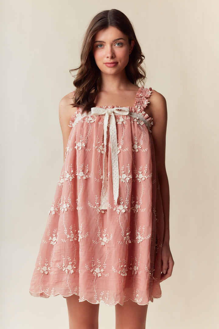 Romantic Summer Peach Dress ( ships 1 week)