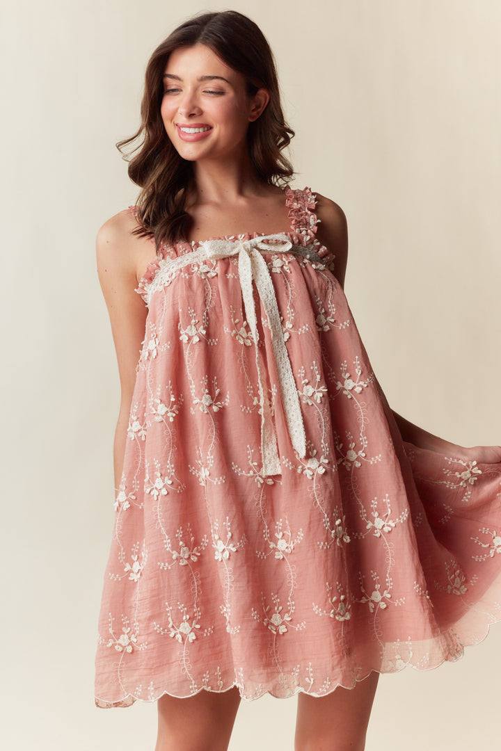Romantic Summer Peach Dress ( ships 1 week)