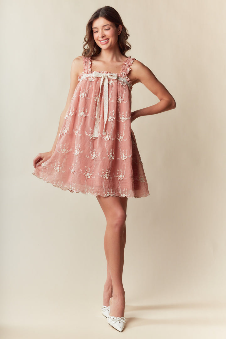 Romantic Summer Peach Dress ( ships 1 week)