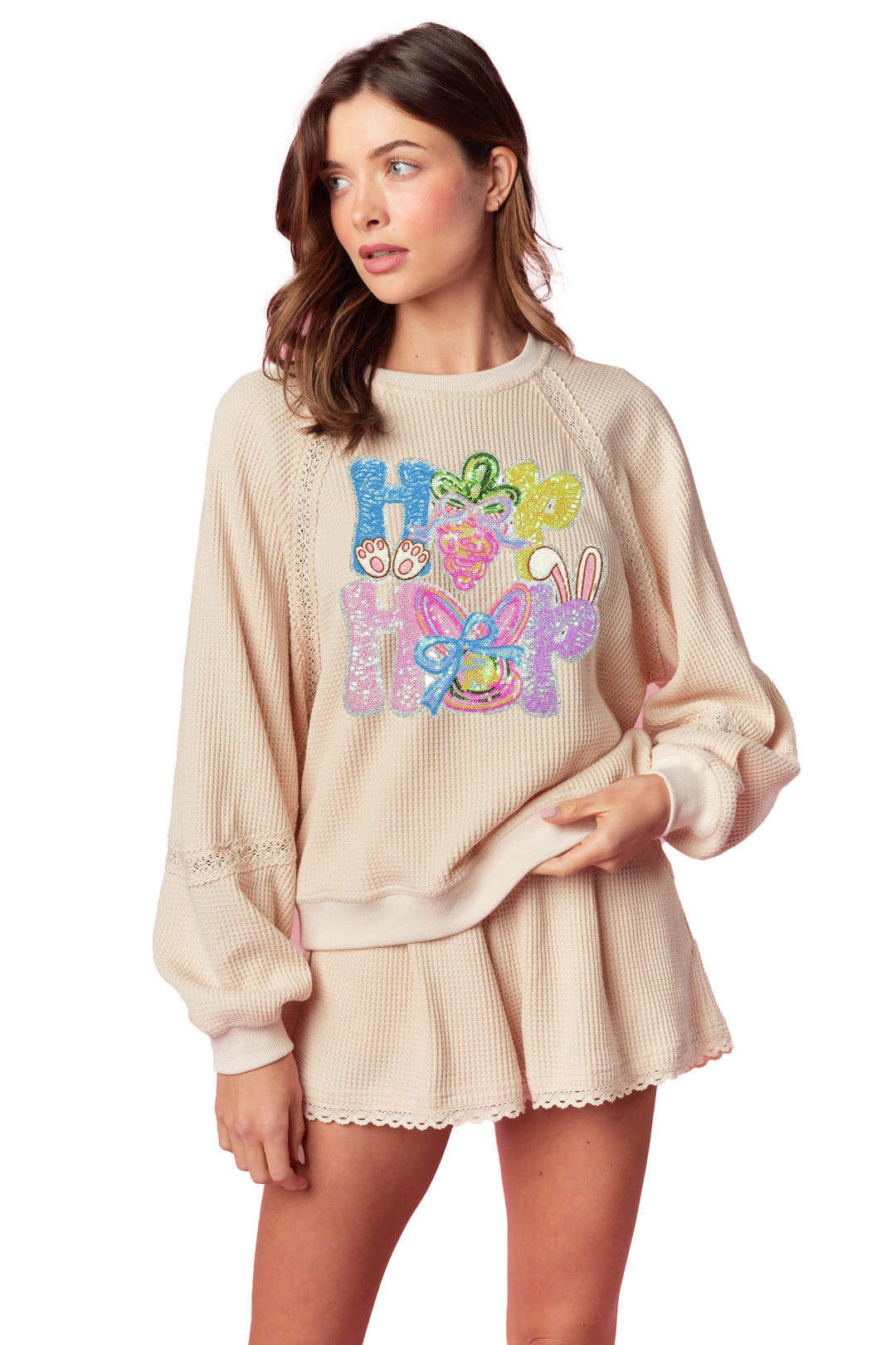 SEQUIN HIP HOP CREAM WAFFLE SET (ships 1 week)