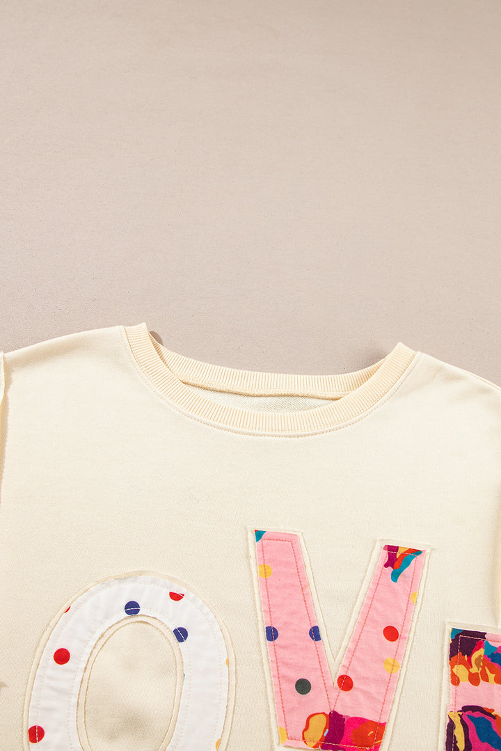 LOVE Patch Round Neck Sweater (ships 1-2 weeks)