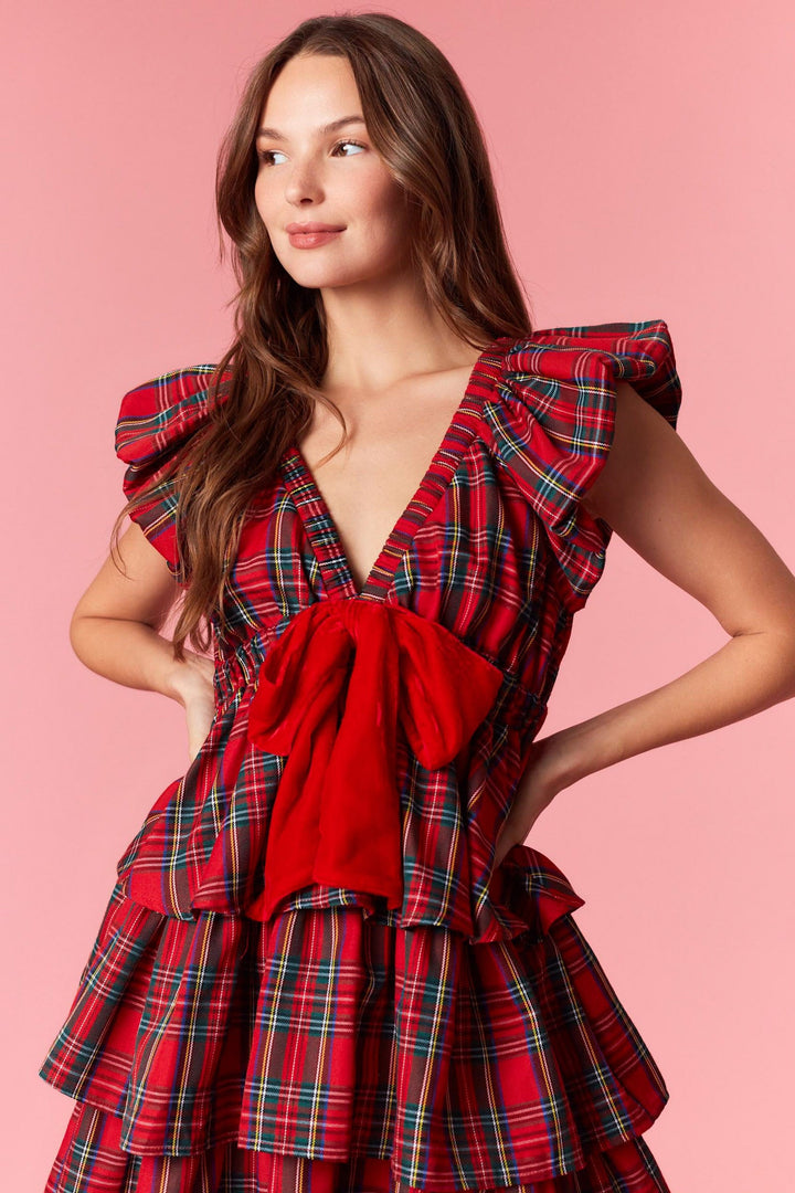 Red Christmas Plaid Dress (PREORDER)