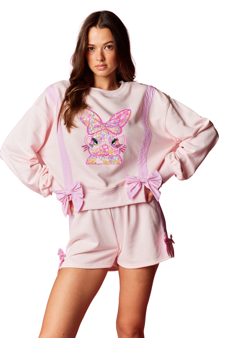 SEQUIN BUNNY & BOW PINK SET  (ships 1 week)
