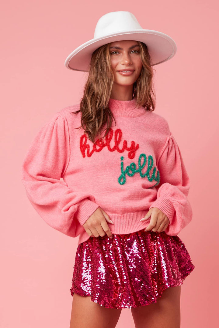 Pink Holly Jolly Sweater