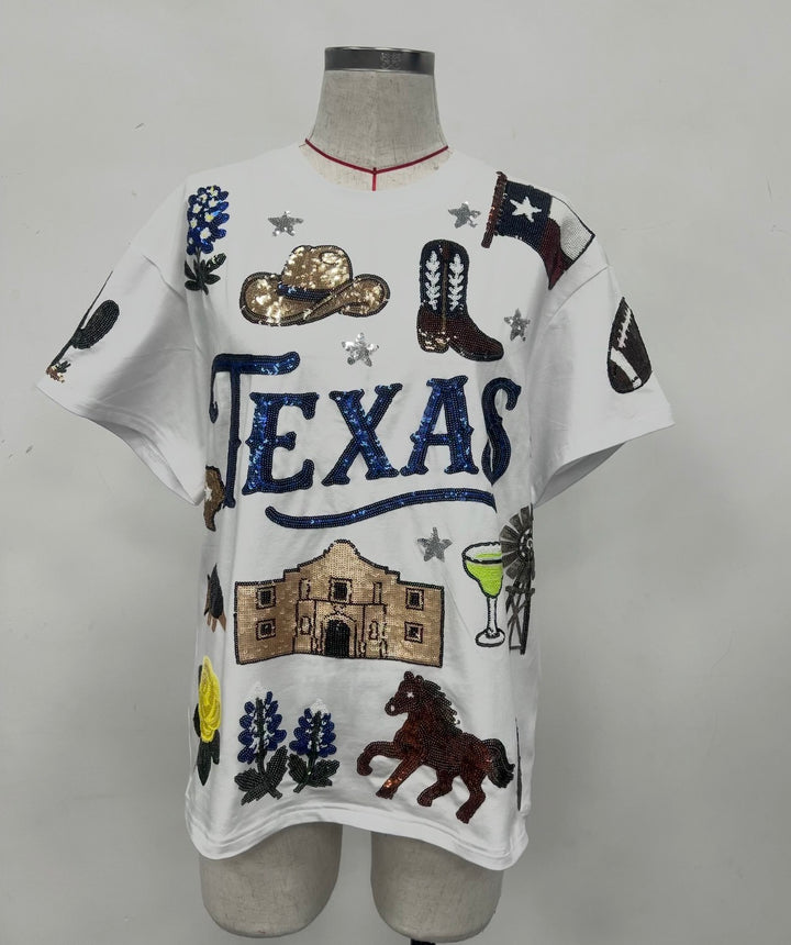 TEXAS BABE SEQUINED TSHIRT (PREORDER)