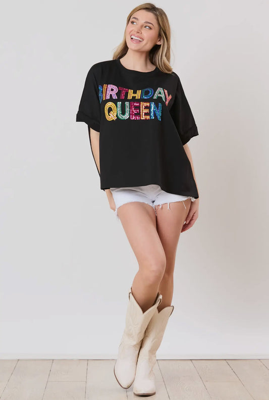 Birthday Queen Black Top