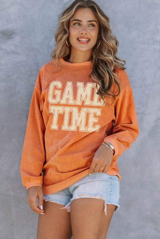 GAME TIME Round Neck Long Sleeve Sweatshirt (ships 1-2 weeks