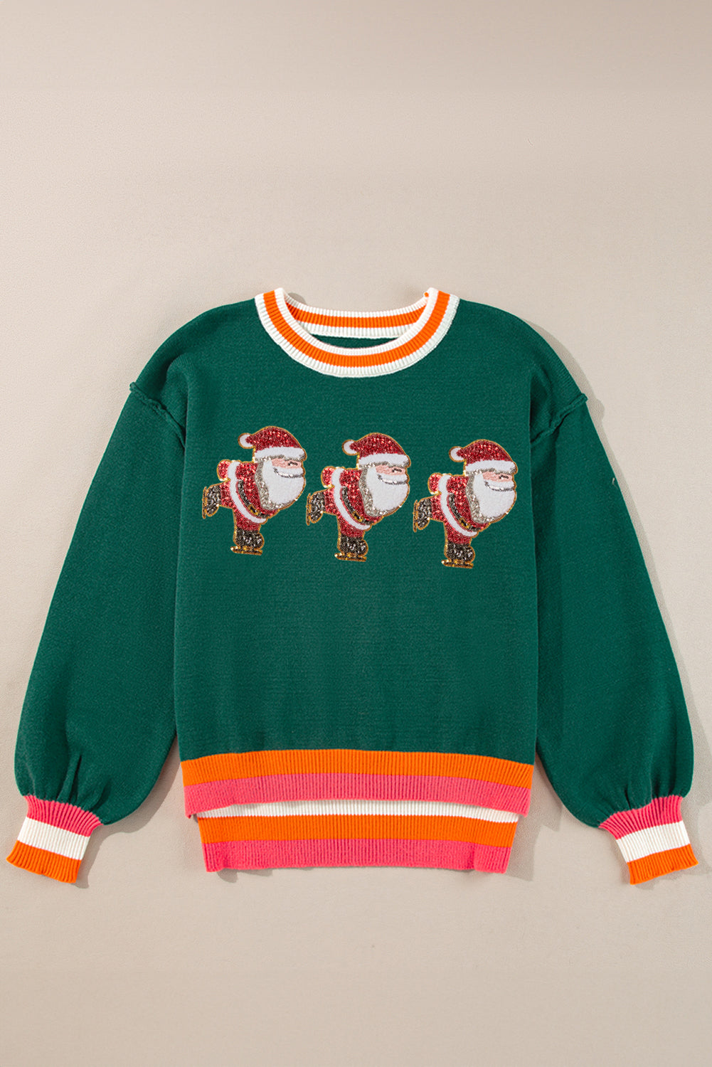 Colorblock Sequin Santa Sweater (ships 2-3 weeks)