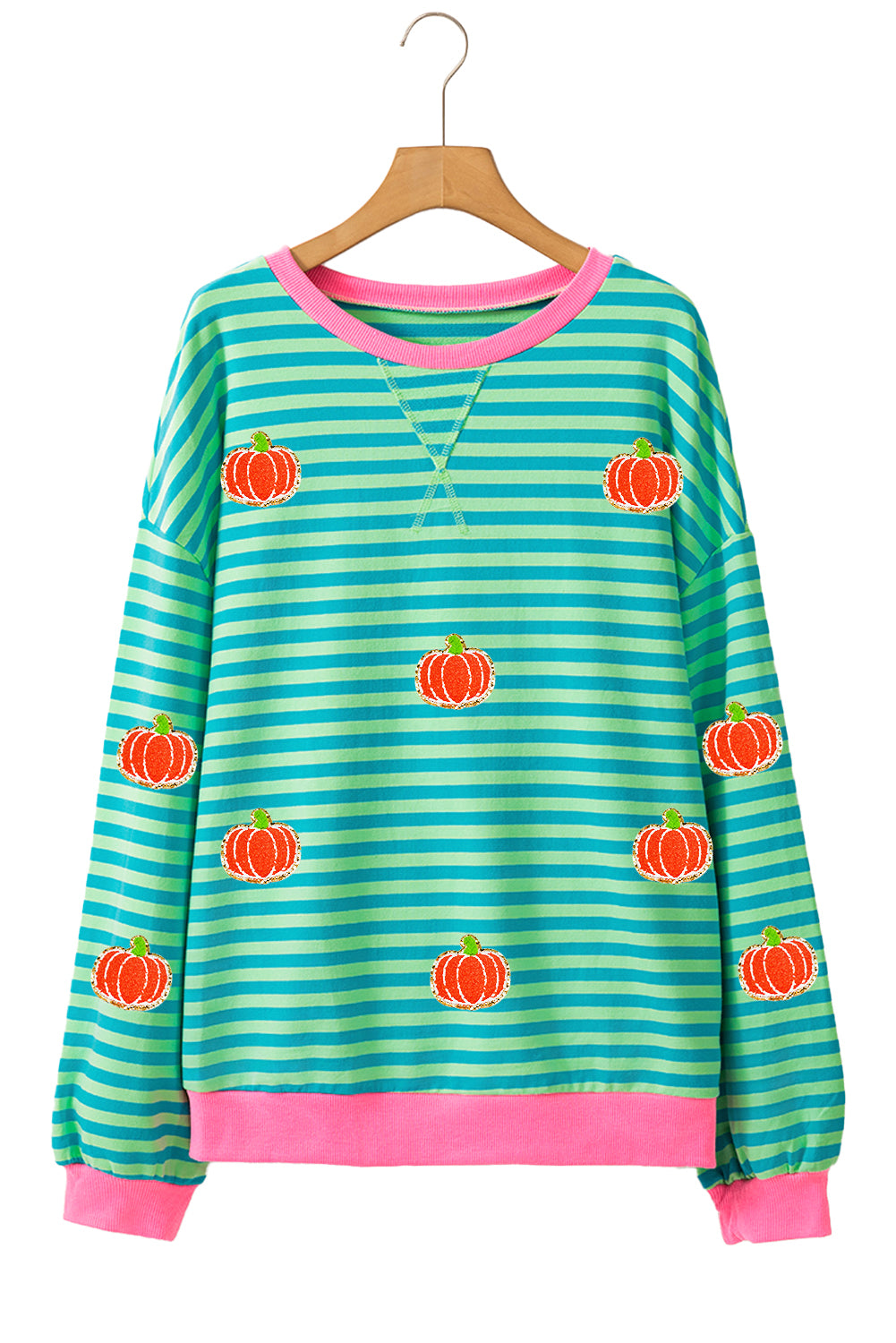 Pumpkin Striped Long Sleeve Sweatshirt ship 2 weeks