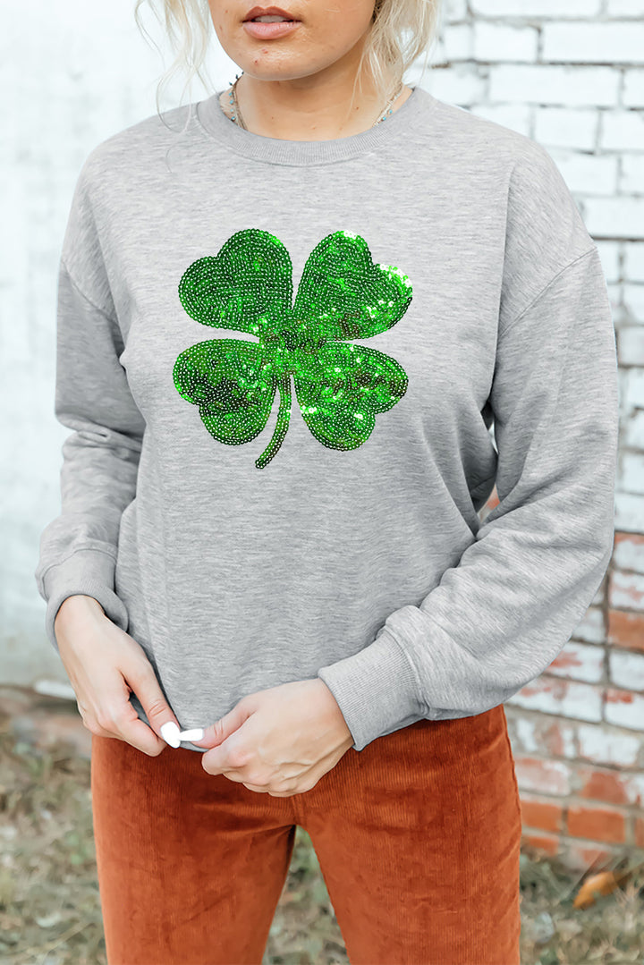 Lucky Clover Sequin Round Neck Sweatshirt  (ships 2-3 weeks)