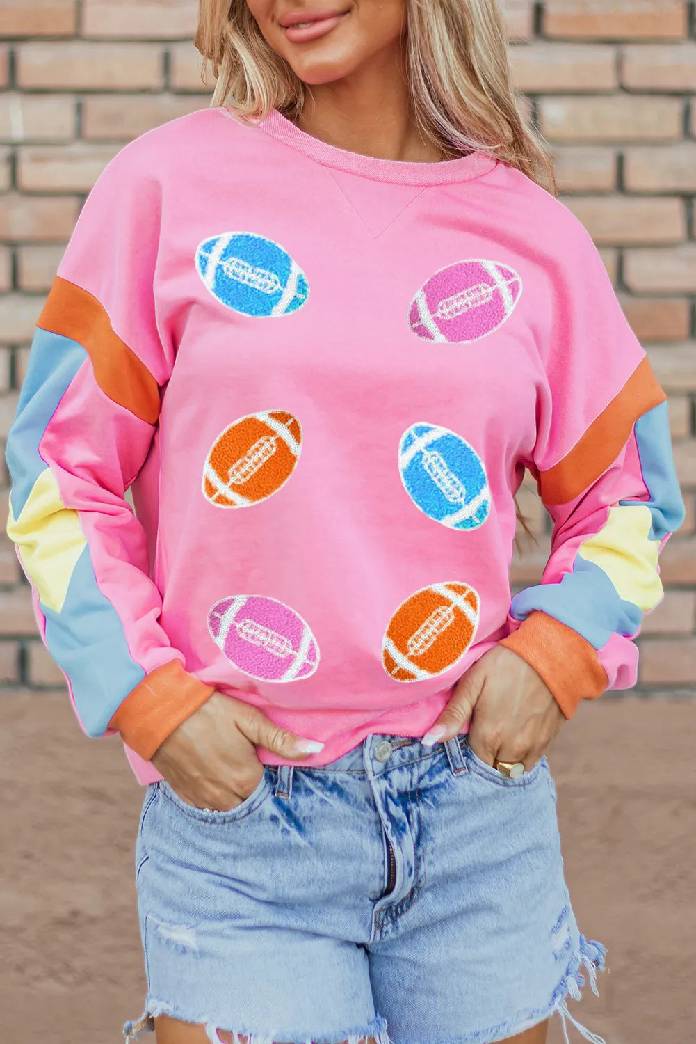 Colorblock Girly Football Patch Top (ships 1-2 weeks)