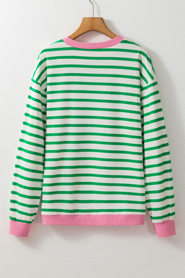 Striped Lucky Clover Long Sleeve Sweatshirt  (ships 2-3 weeks)