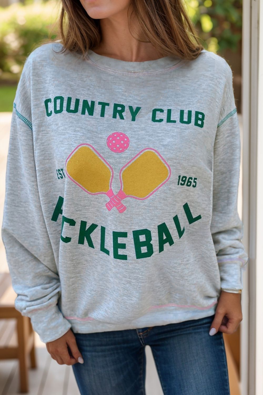 Pickleball Round Neck Dropped Shoulder Sweatshirt (ships 2-3 weeks)