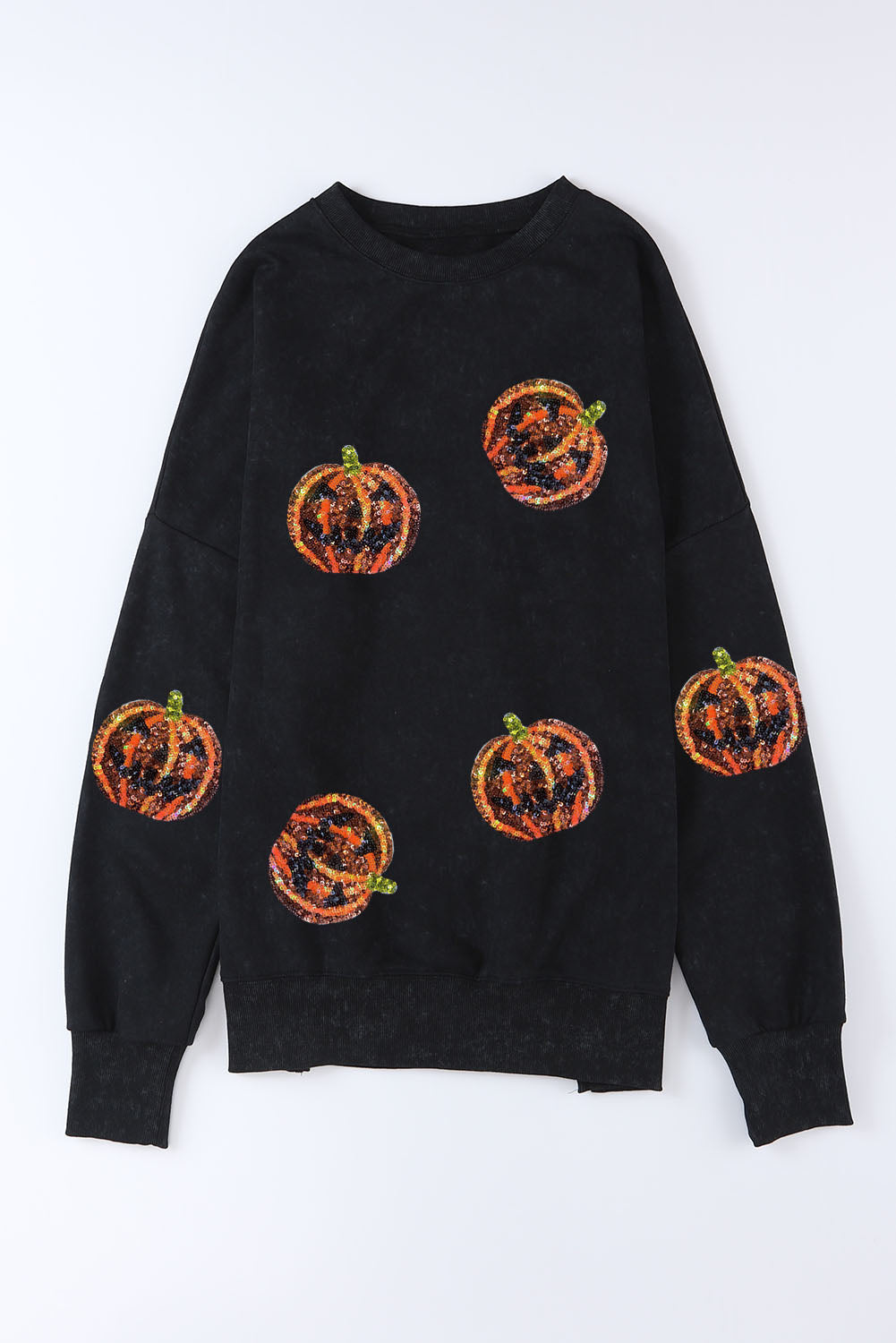 Pumpkin Print Dropped Shoulder Sweatshirt (ships in 2 weeks)