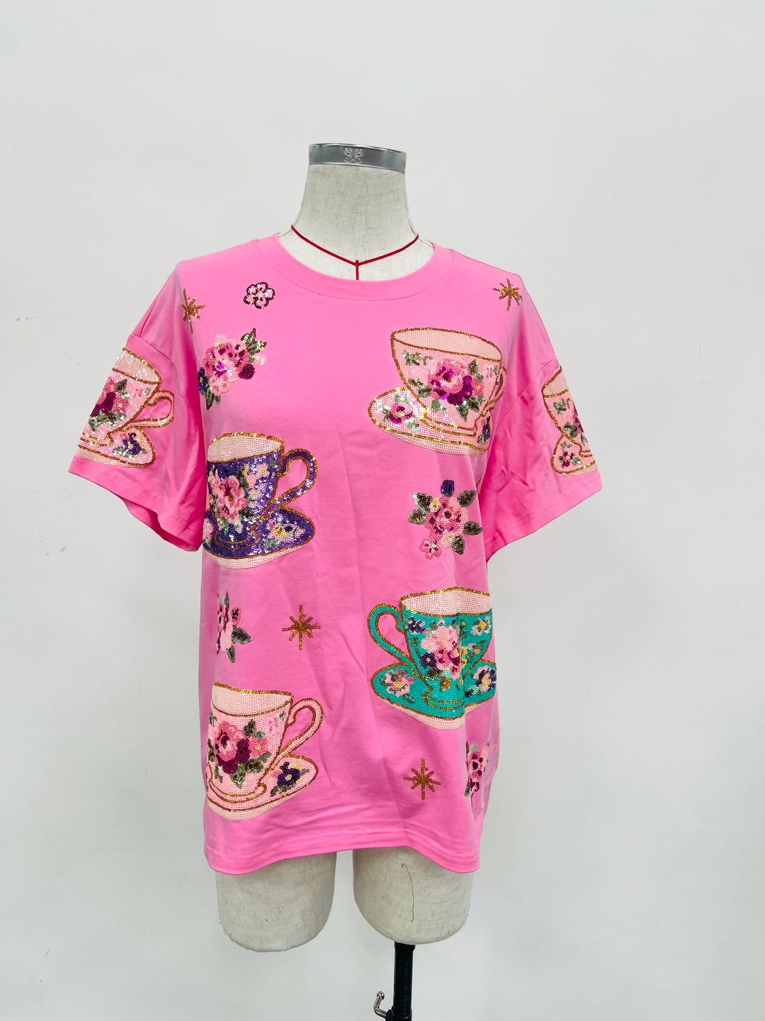 TEACUP SEQUIN PINK SHIRT (PREORDER)