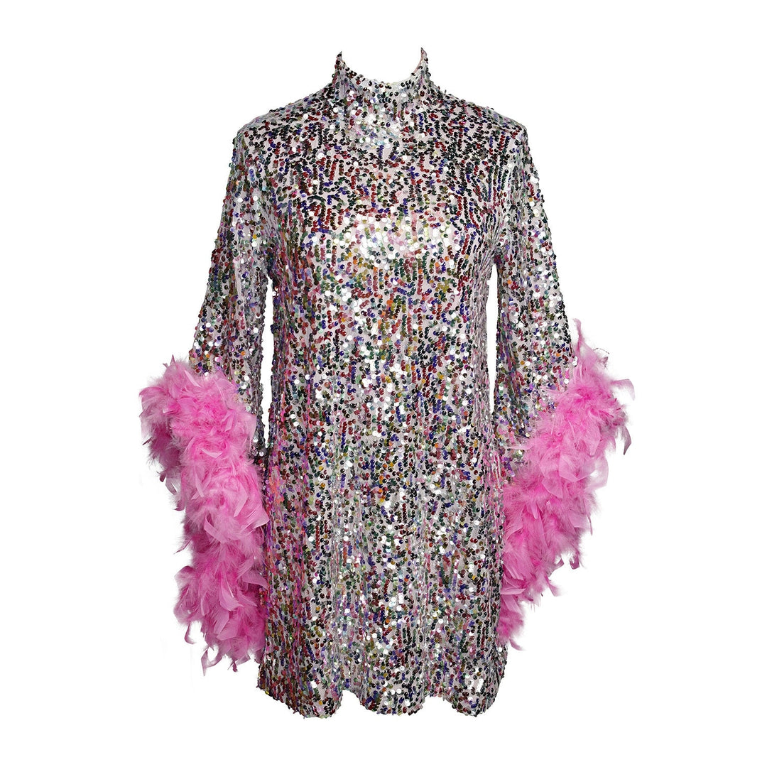 confetti formal dresses CONFETTI FEATHER DRESS (ships 1 week) S