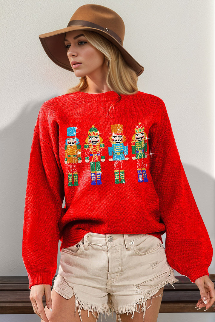 Sequin Nutcracker Long Sleeve Sweater (ships 1 week)