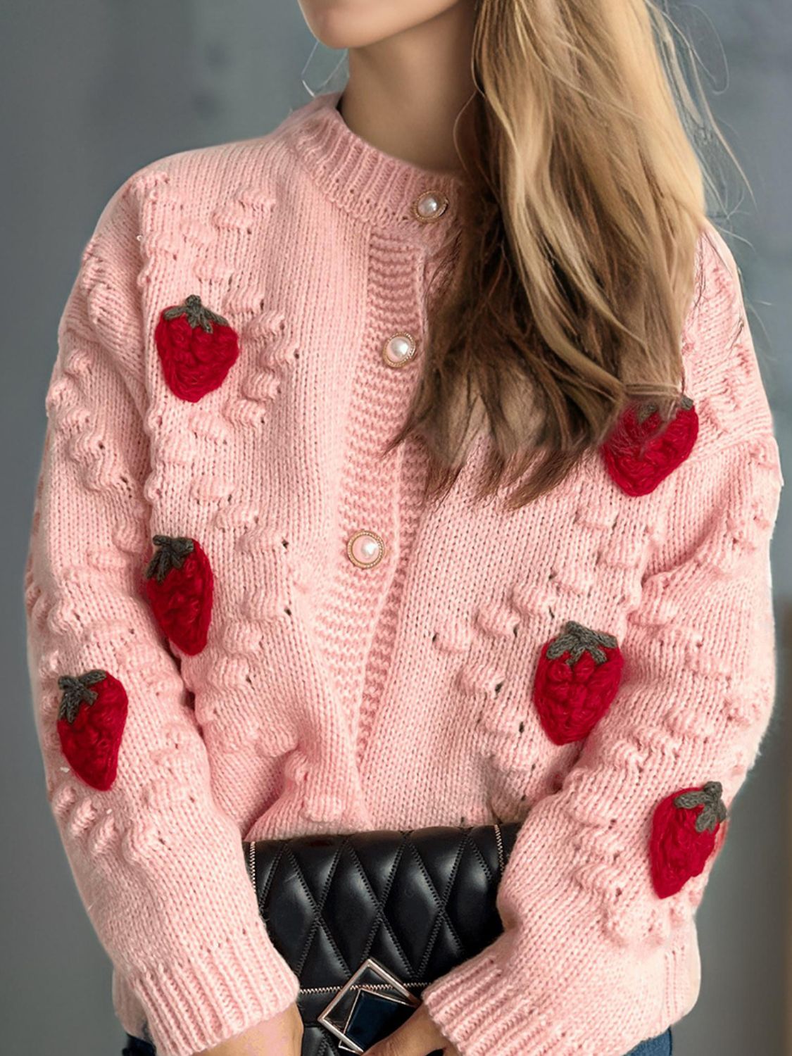 Strawberry Button Down Long Sleeve Cardigan (ships 2-3 weeks) 3 colors