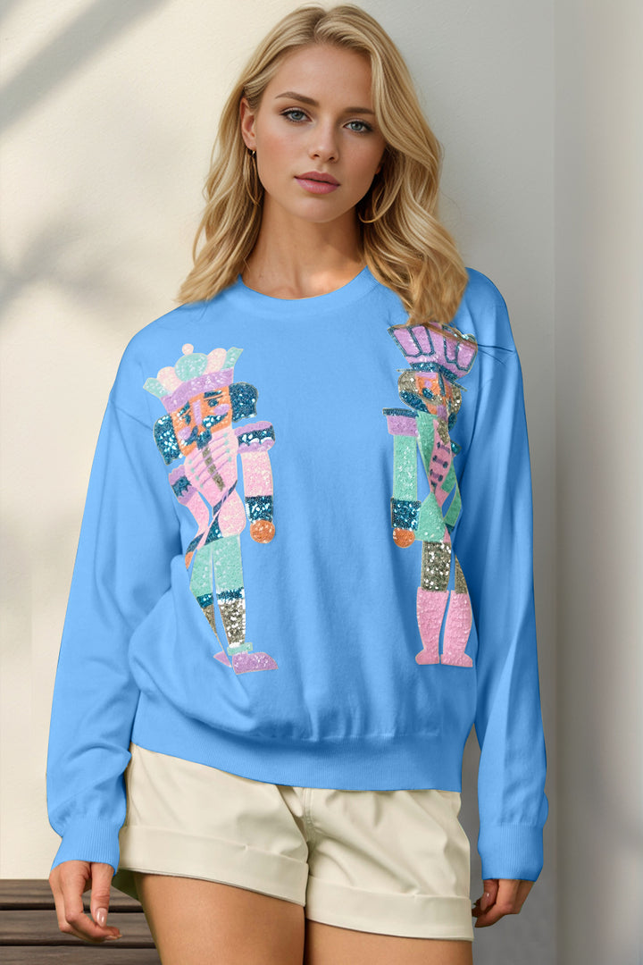 Sequin Nutcracker Long Sleeve Sweater (ships 1 week)