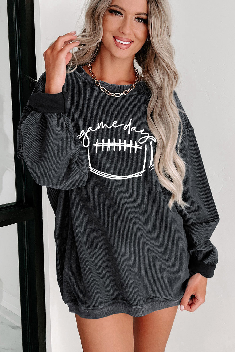 Football Graphic Dropped Shoulder Sweatshirt ships 2 weeks