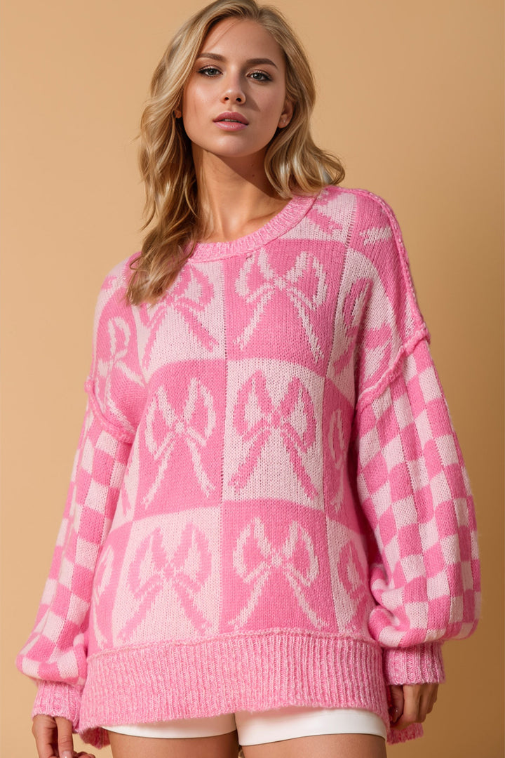 Pink Coquette Bow Sweater (ships 1 week)