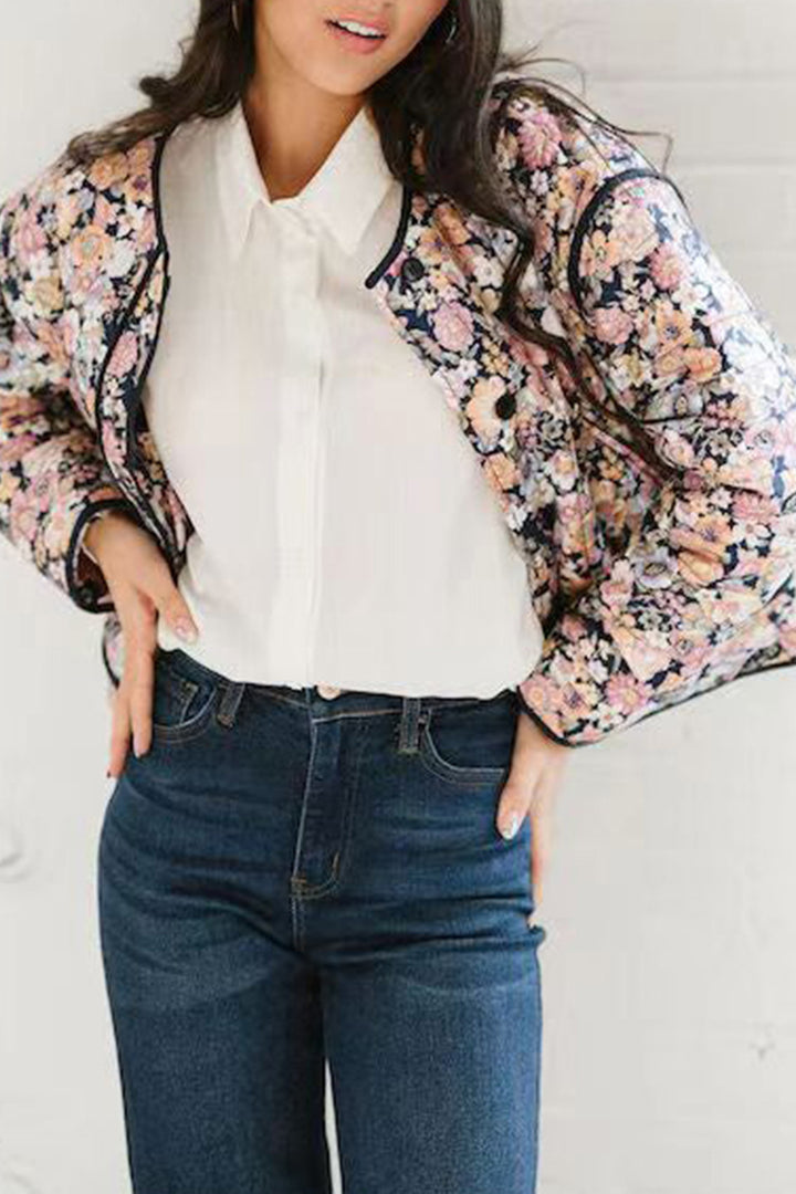 Floral Button Up Long Sleeve Winter Coat (ships 1-2 weeks)