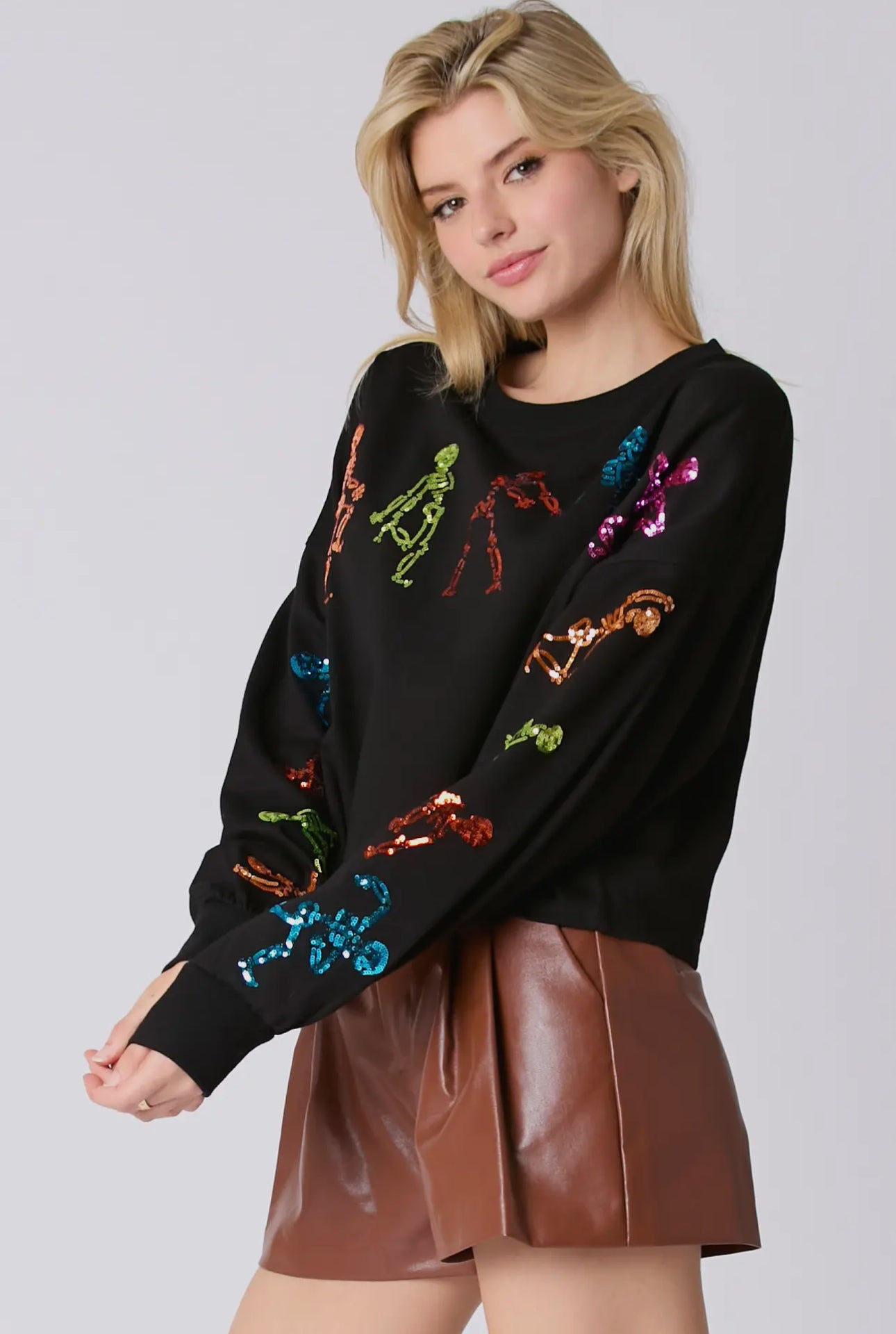 Multicolor dancing skeleton top BLACK PREORDER