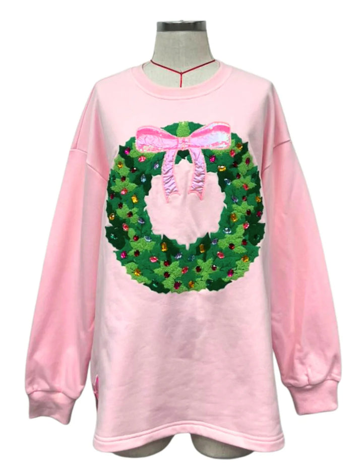 BRIANNA CANNON PUT A BOW ON IT JEWELED WREATH SWEATSHIRT (PREORDER)