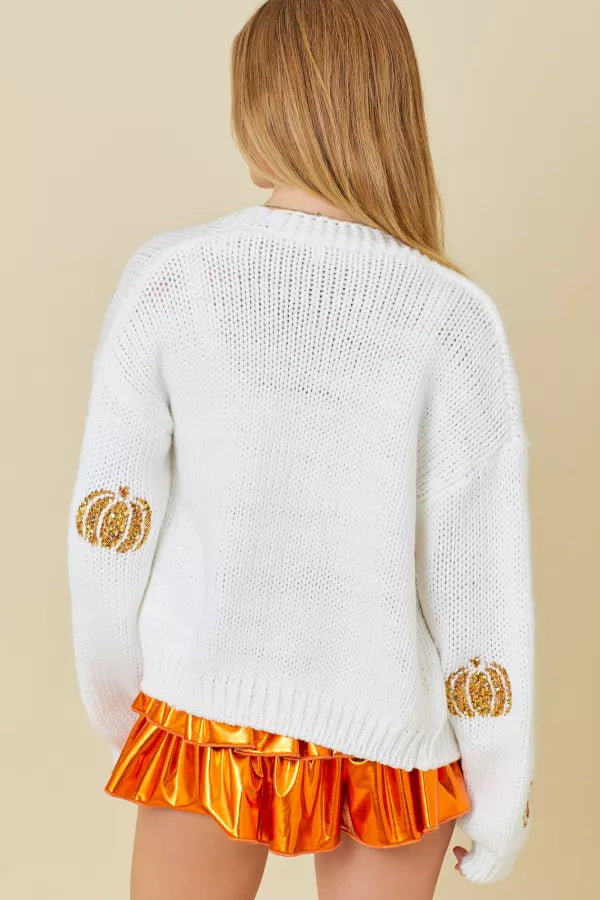 Sequin Pumpkin Cardigan ships 2 weeks