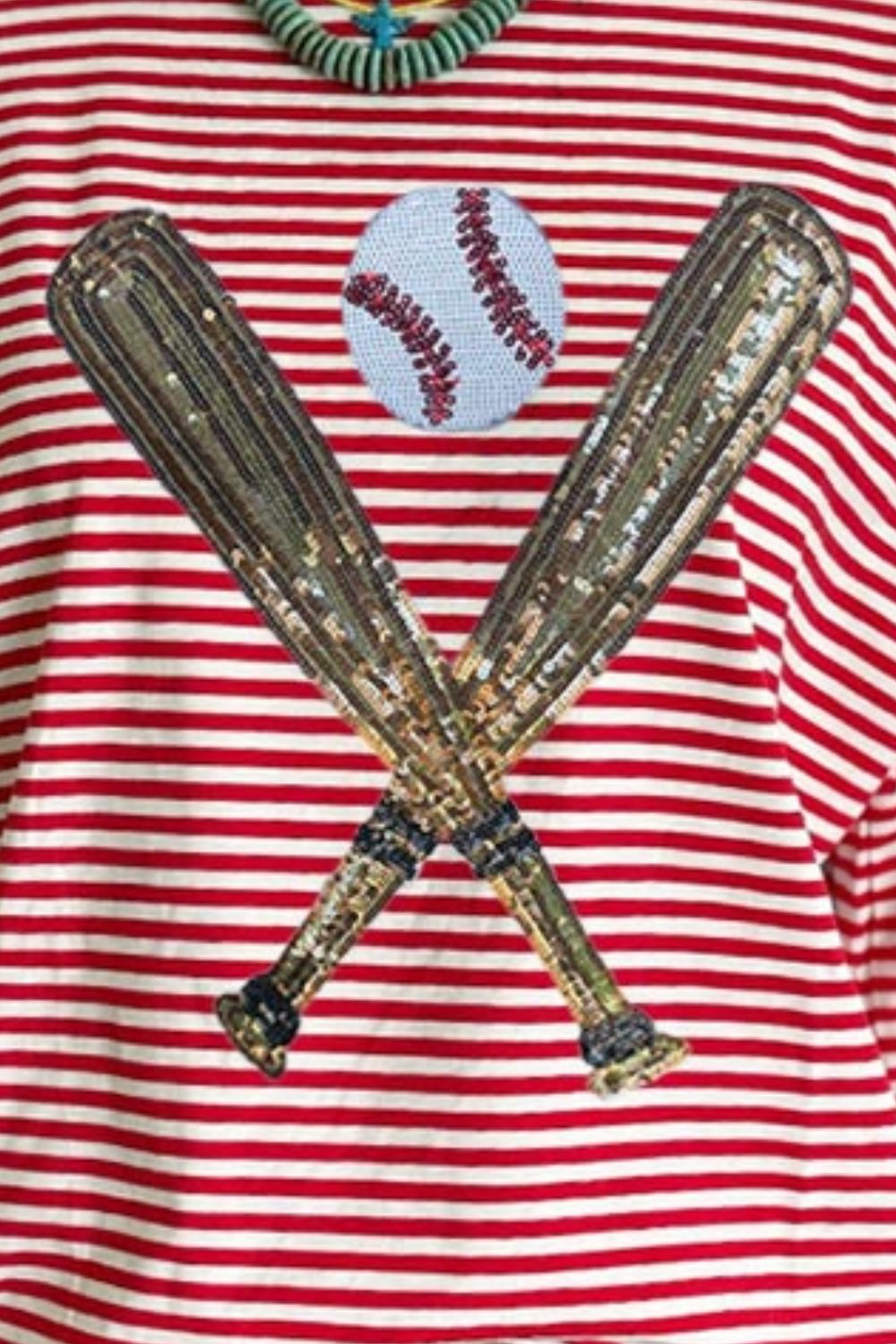 Baseball & Stripes Round Neck Half Sleeve T-Shirt (plus available)