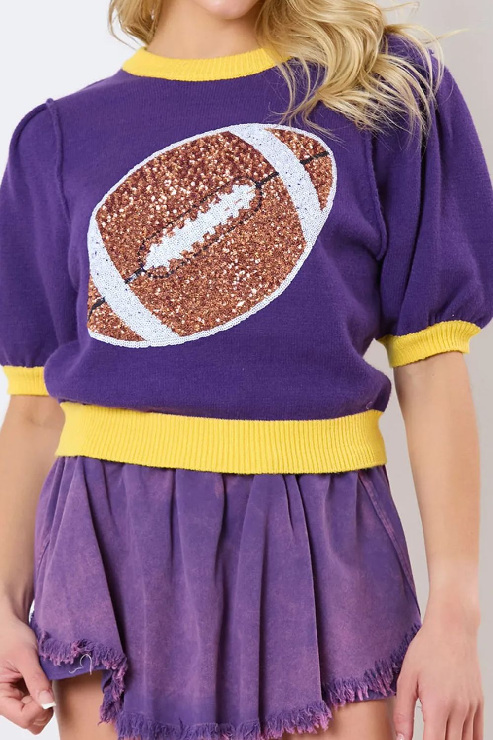 Sequin Football Round Neck Short Sleeve Top (ships 1-2 weeks) 3 Colors