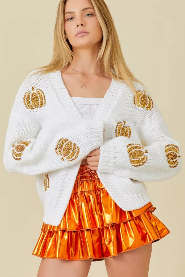 Sequin Pumpkin Cardigan ships 2 weeks