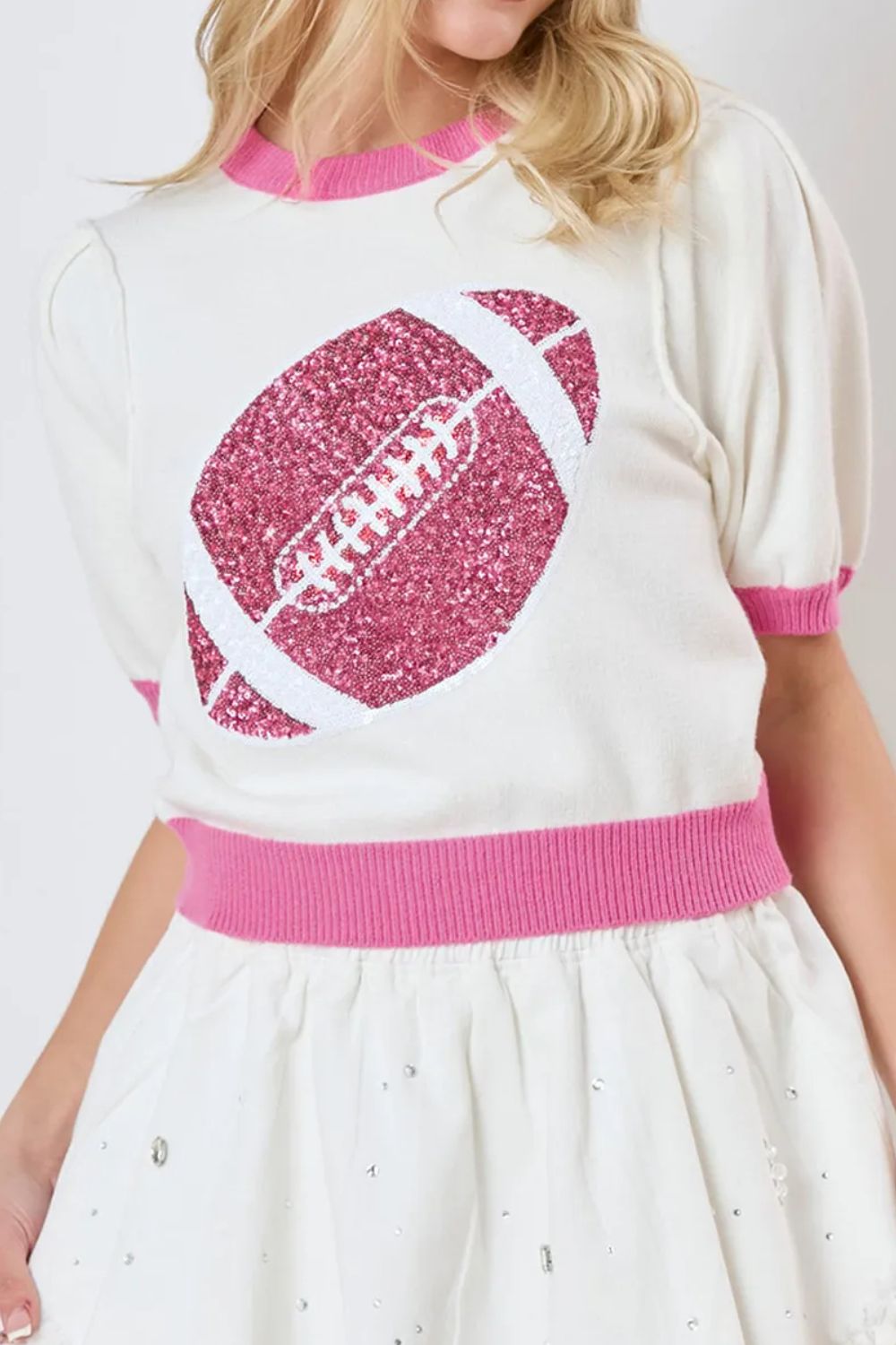 Sequin Football Round Neck Short Sleeve Top (ships 1-2 weeks) 3 Colors