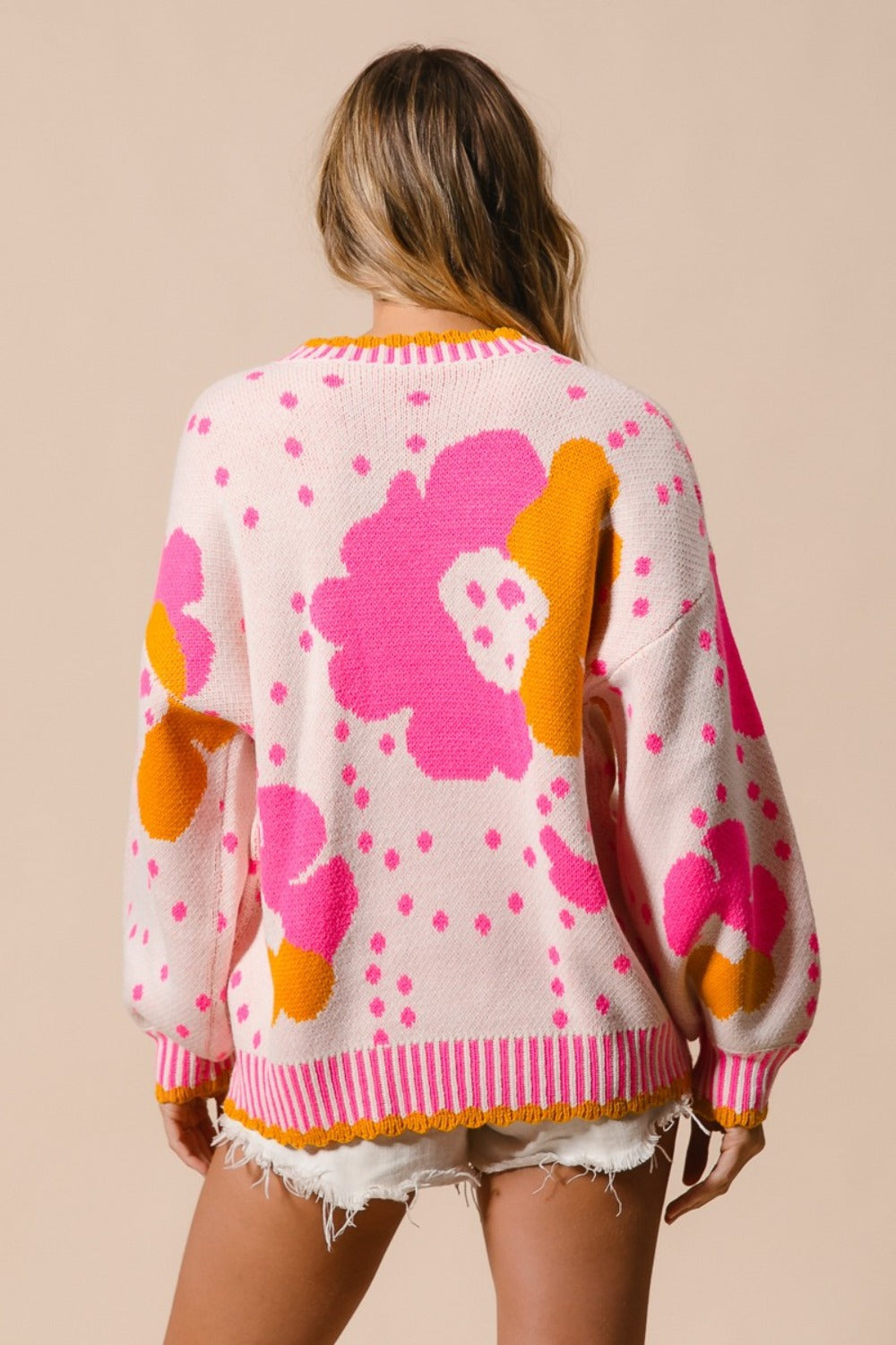 BiBi Flower Pattern Contrast Sweater RTS