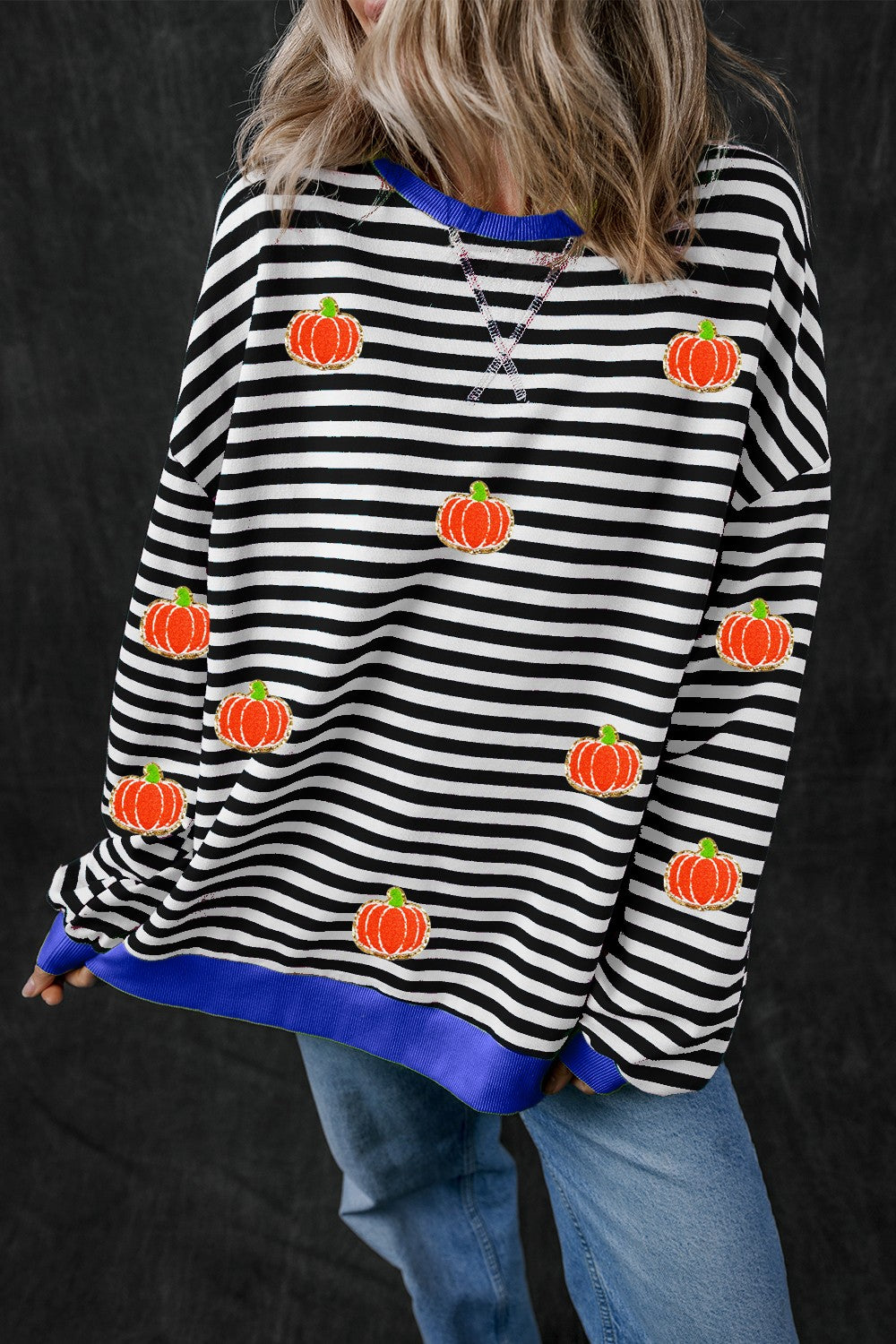 Pumpkin Striped Long Sleeve Sweatshirt ship 2 weeks