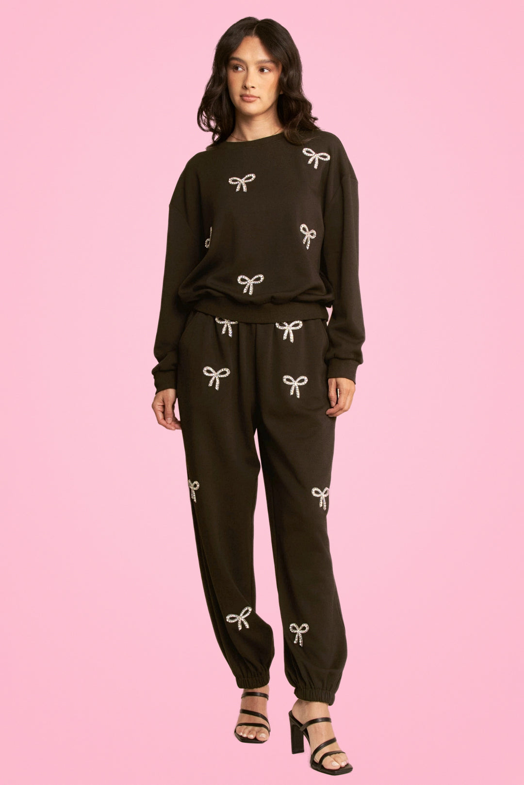 RHINESTONE BOW SET (BLACK)