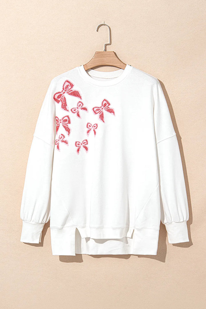 Sequin Pink Bow Pullover (ships 1-2 weeks)