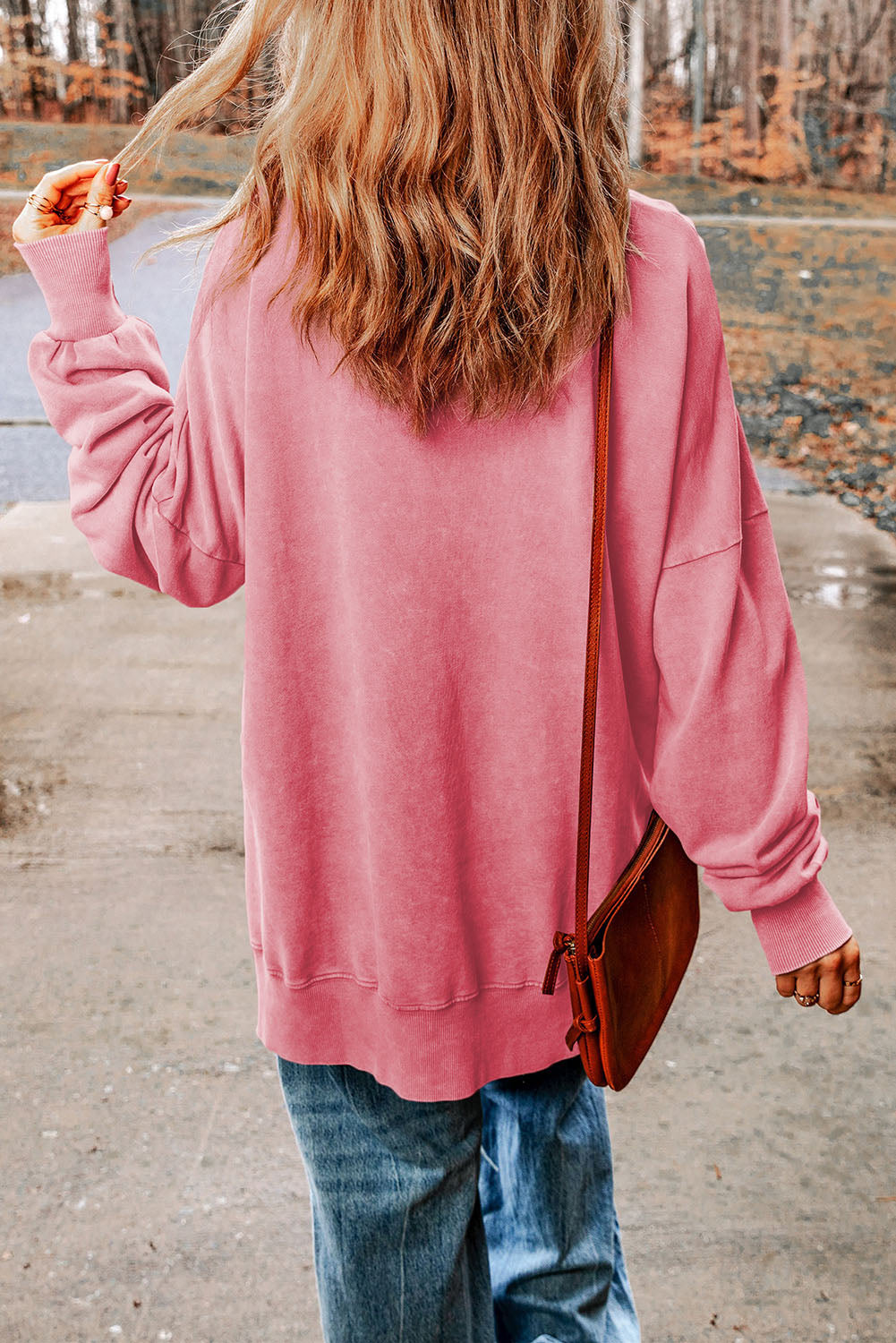 Sequin Candy Cane Round Neck Slit Sweatshirt ships 2-3 weeks