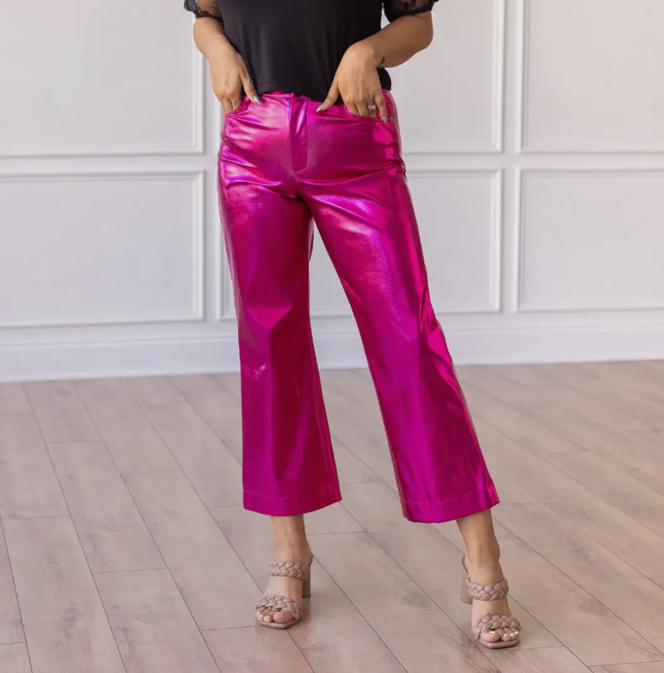 Hot pink metallic pants (ships 2 -3 weeks)