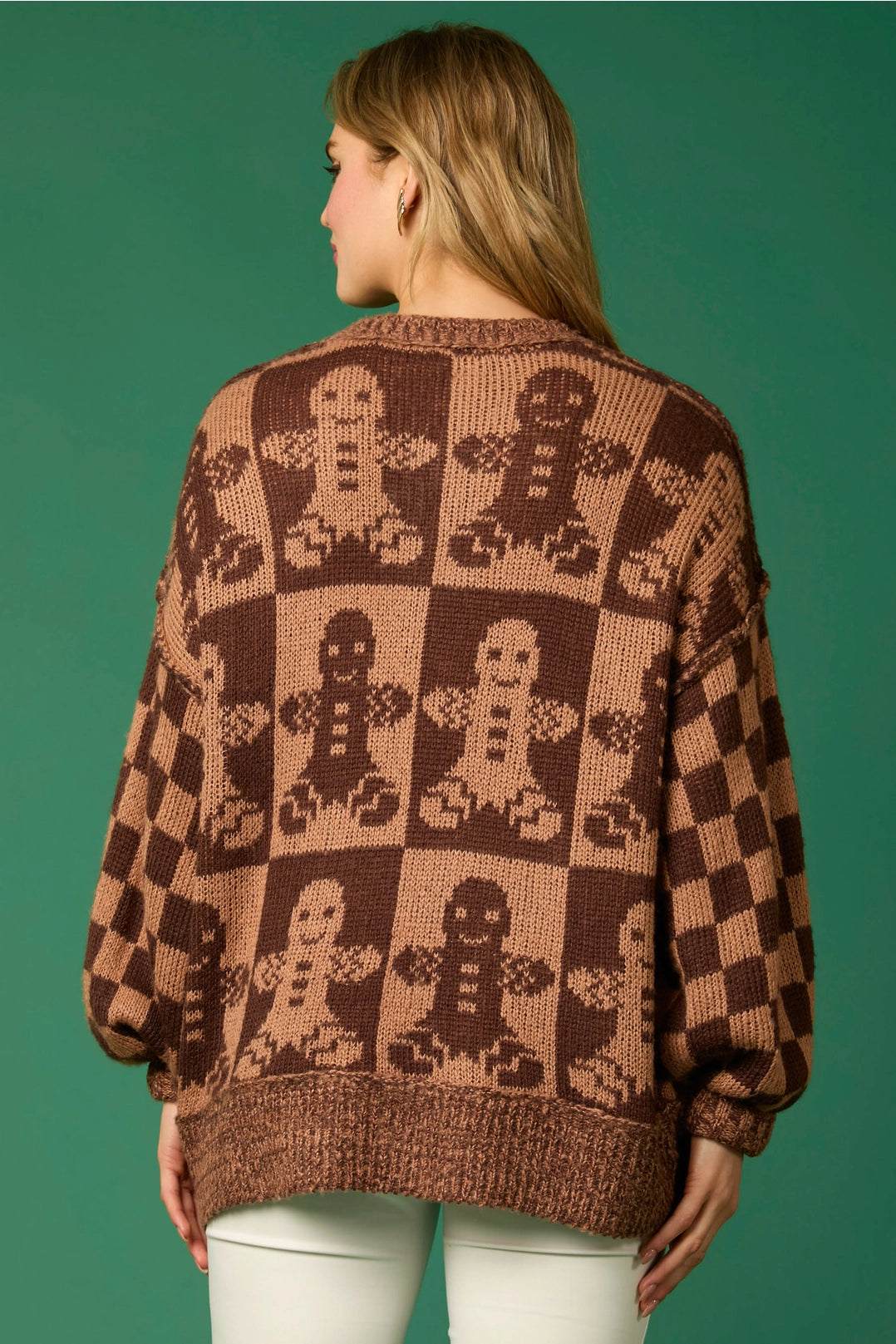 Checkered Gingerbread man Sweater (ships 2-3 weeks)