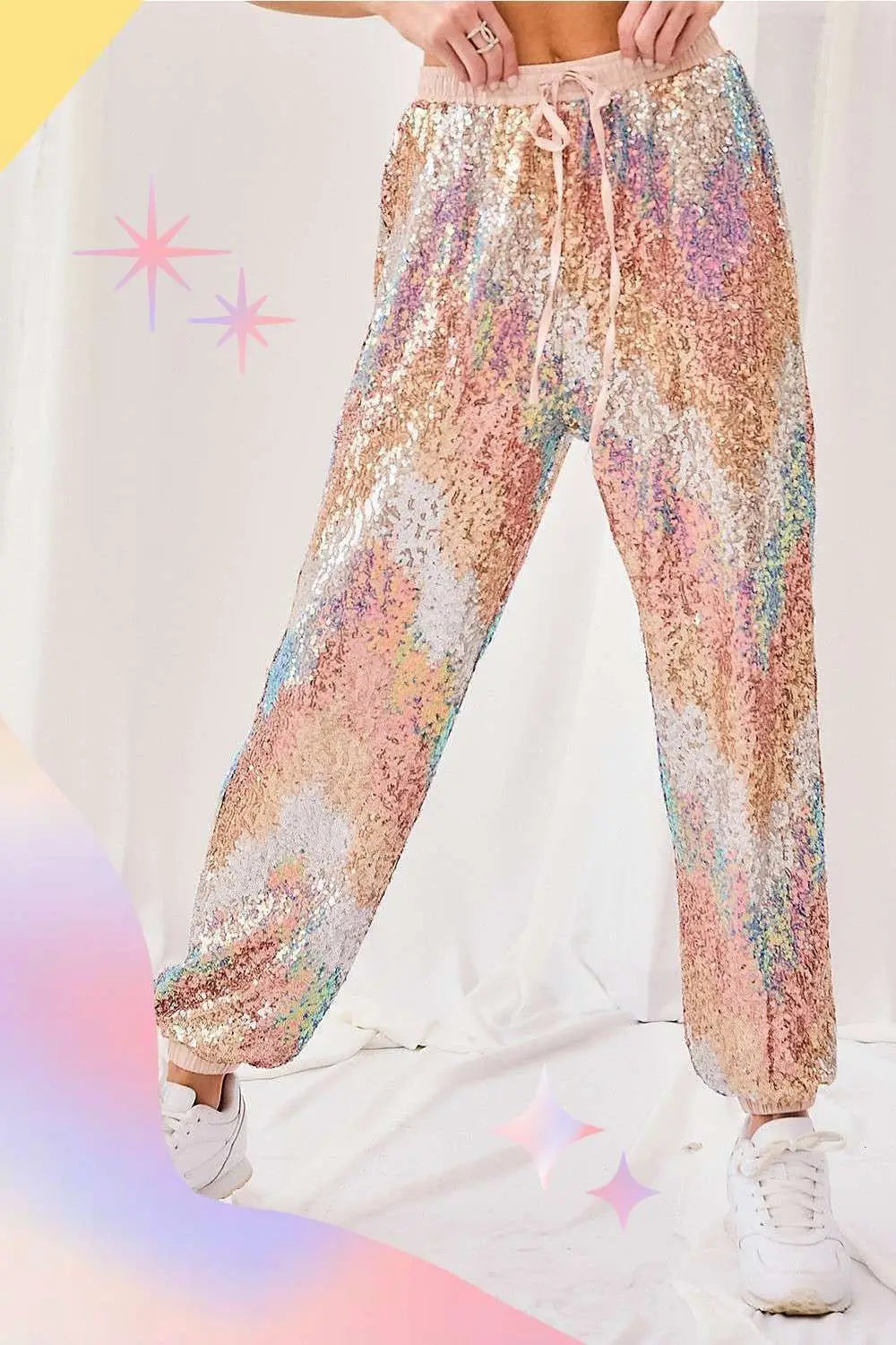 PASTEL SEQUIN JOGGER PANTS (ships 1 week)
