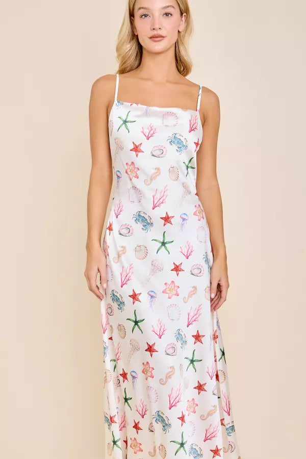 Seaside Summer Satin Dress (ships 3 weeks)