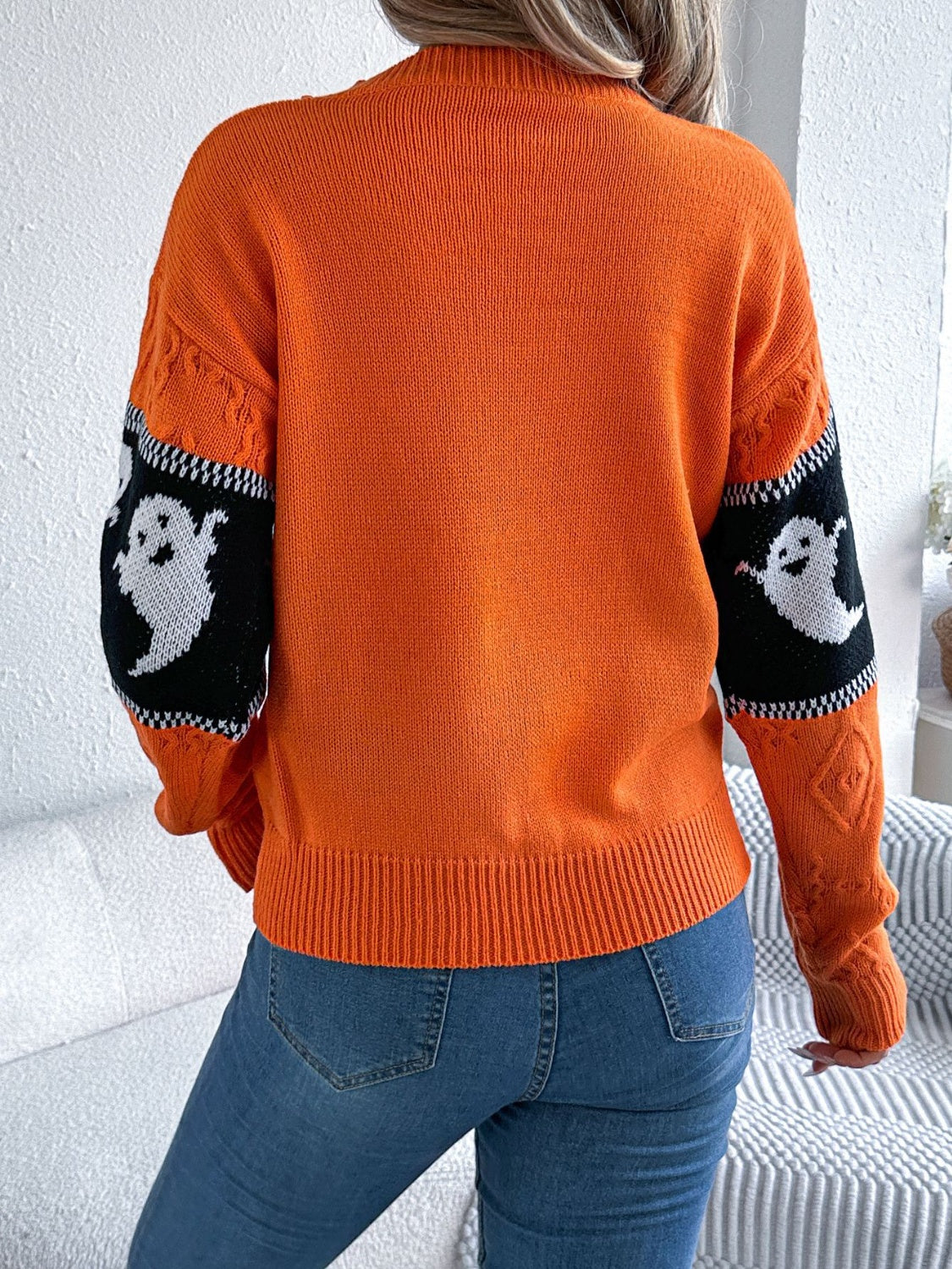 Ghost Round Neck Long Sleeve Sweater ships 2-3 weeks