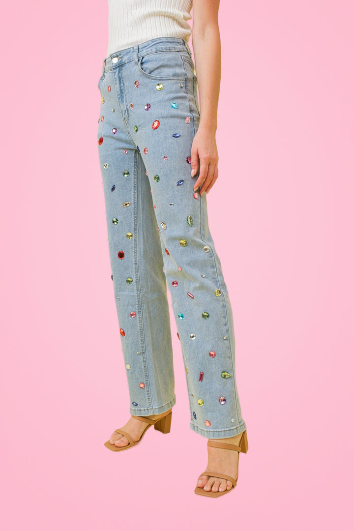 RAINBOW Jeweled Jeans Ships RTS