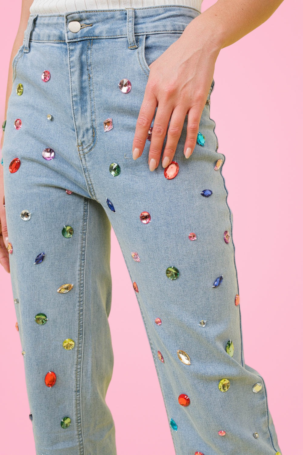 RAINBOW Jeweled Jeans Ships RTS