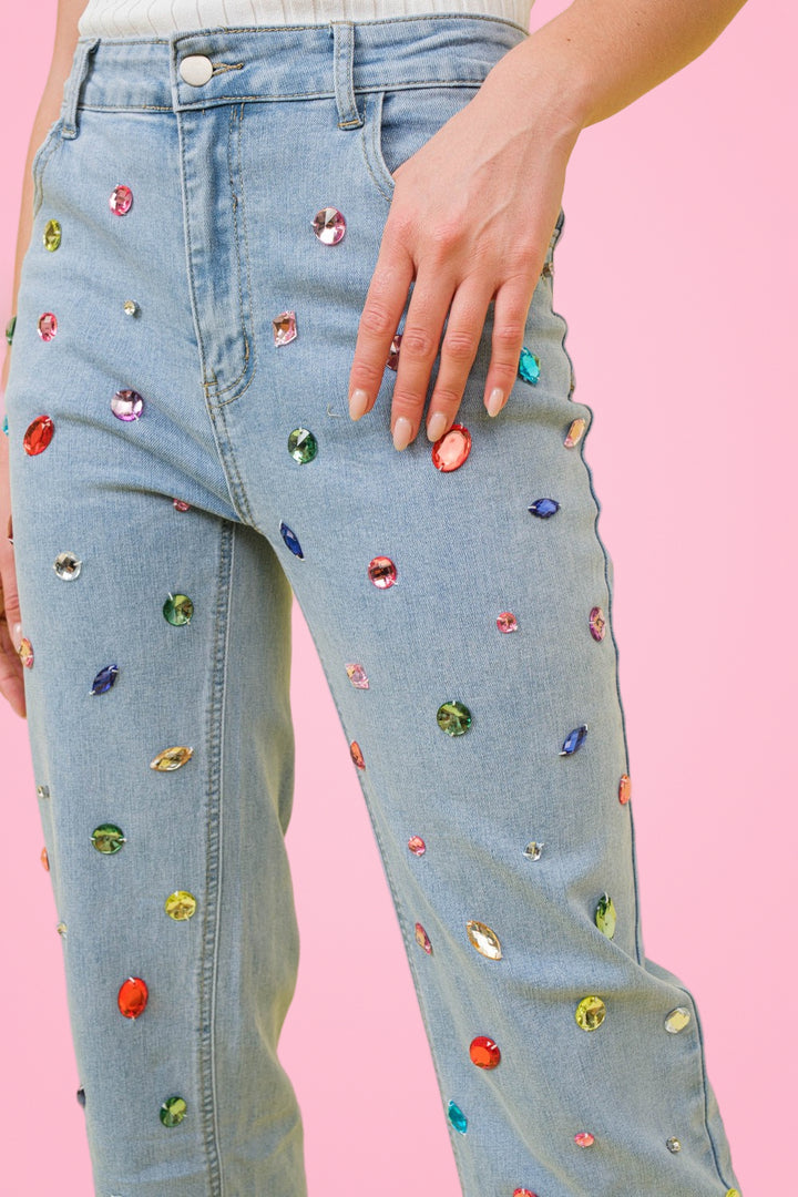 RAINBOW Jeweled Jeans Ships RTS
