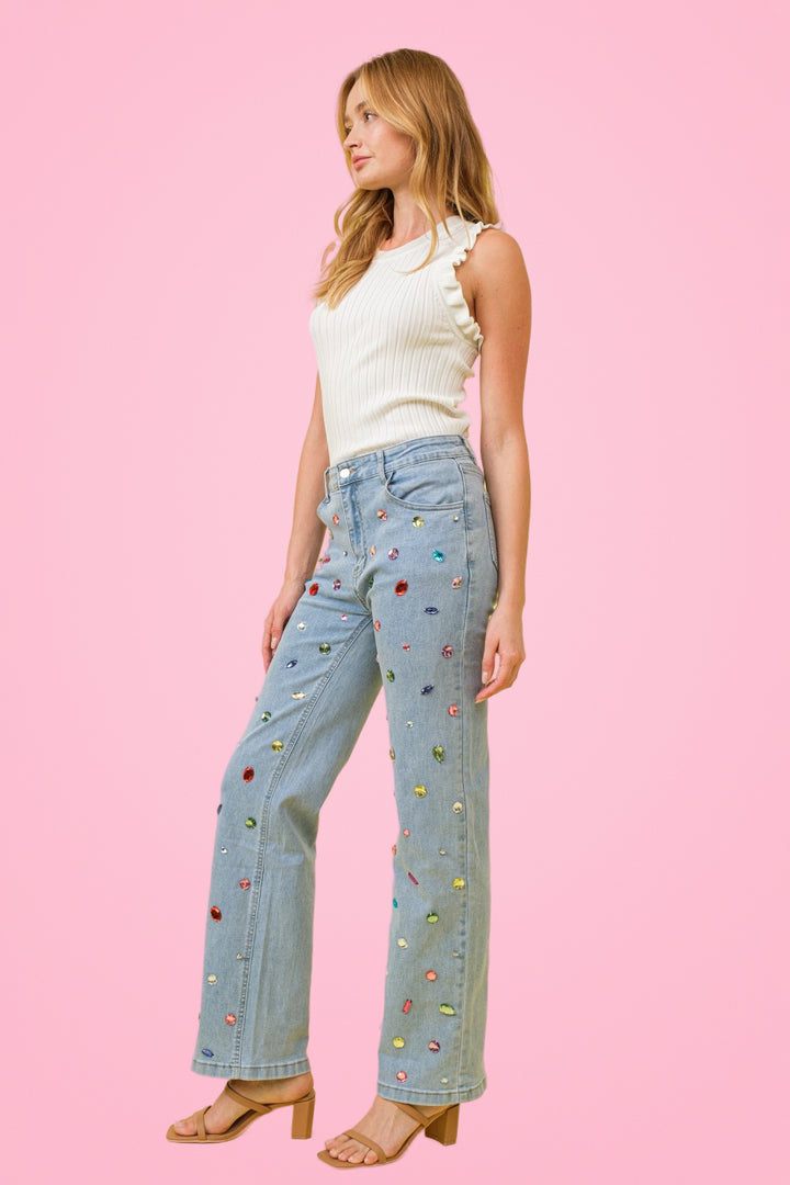 RAINBOW Jeweled Jeans Ships RTS