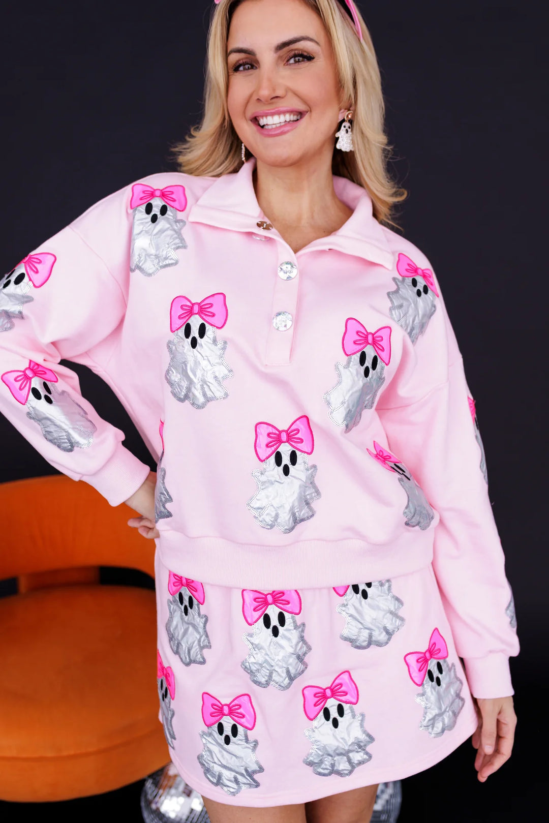 BRIANNA CANNON GIRLY GHOST HALF BUTTON UP SWEATSHIRT RTS (READY TO SHIP)