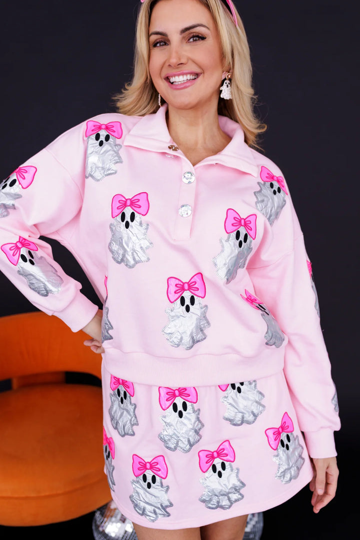 BRIANNA CANNON GIRLY GHOST HALF BUTTON UP SWEATSHIRT RTS (READY TO SHIP)